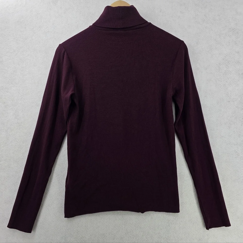 Polo Ralph Lauren Plum Stretch Blend Ribbed Turtleneck Women's Size Large - Picture 8 of 9